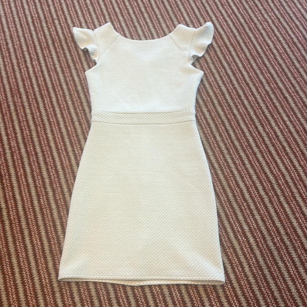 By Debra Girls Ivory Pucker Flutter Sleeve Straight Dress